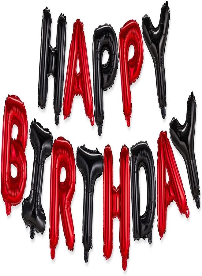 H B MSALA (DEVICE) HBM Happy Birthday Banner Foil Letters | Inflatable Party Decor and Event Decorations for Kids and Adults | Reusable, Ecofriendly Fun (Red/Black) - Image 1